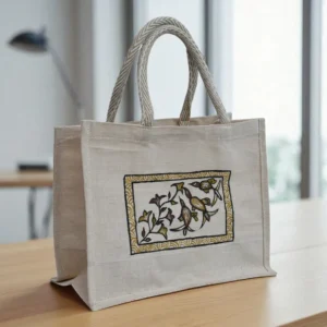 Home jute bag with sohrai painting